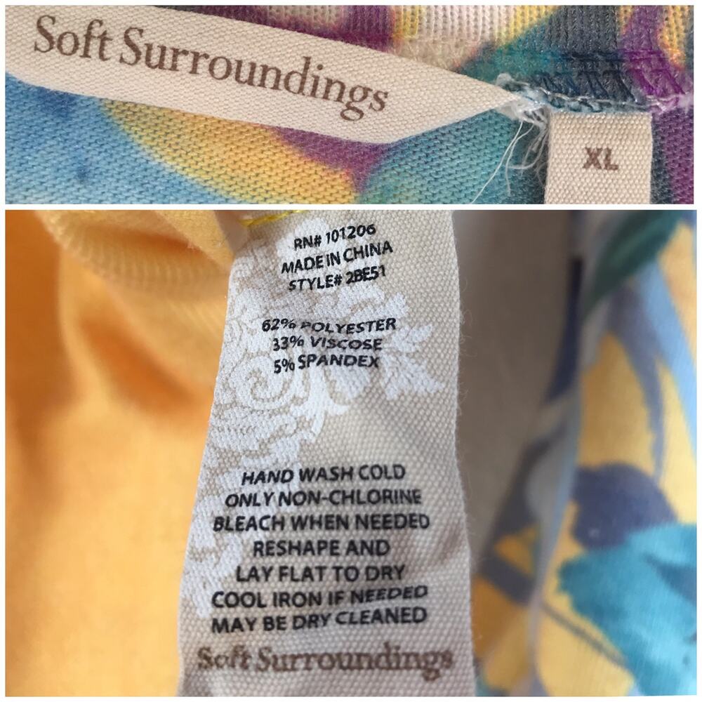 Soft Surroundings Delphina Tunic Sweater Floral Longline Pullover Yellow Size XL - Picture 7 of 15